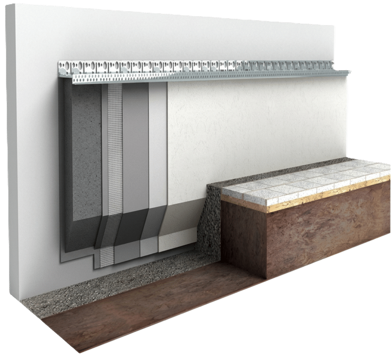 Soubassement renforcé des systèmes ITE et ETICS Soubassement de façade avec système ITE et double treillis d’armature
