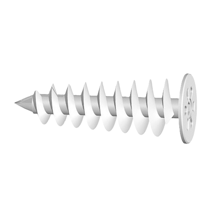Chevilles spirales en plastique LIKOV pour fixation sur isolation ITE