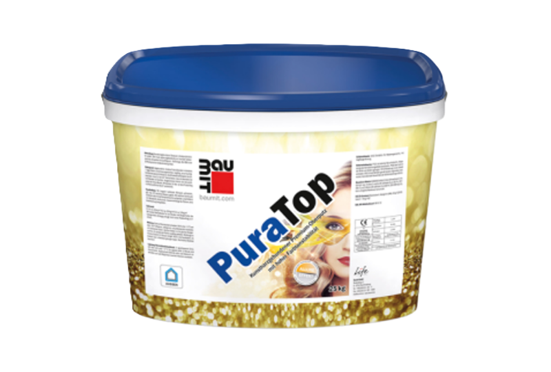 Seau de PuraTop, enduit fin de finition acrylique pour façades extérieures
