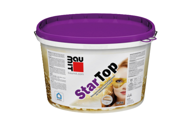 Seau de StarTop, enduit de finition siliconé Technologie Drypor pour façades extérieures