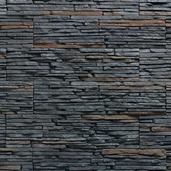 Pierre Verniprens Laredo – Pierre reconstituée ton Magma Visualisation du parement mural ton Magma pour l’habillage mural et aménagements extérieurs et intérieurs