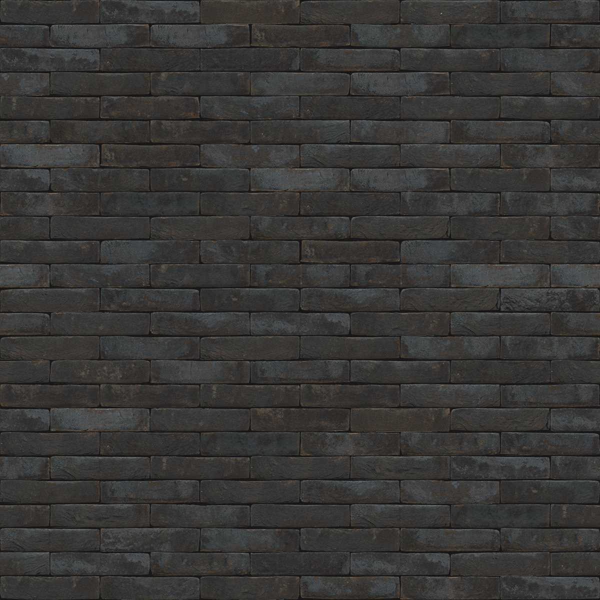 Ferro, brique de parement noir charbon Nos briques terre cuite Ferro, noir charbon aux reflets bleus, sans joints de mortier